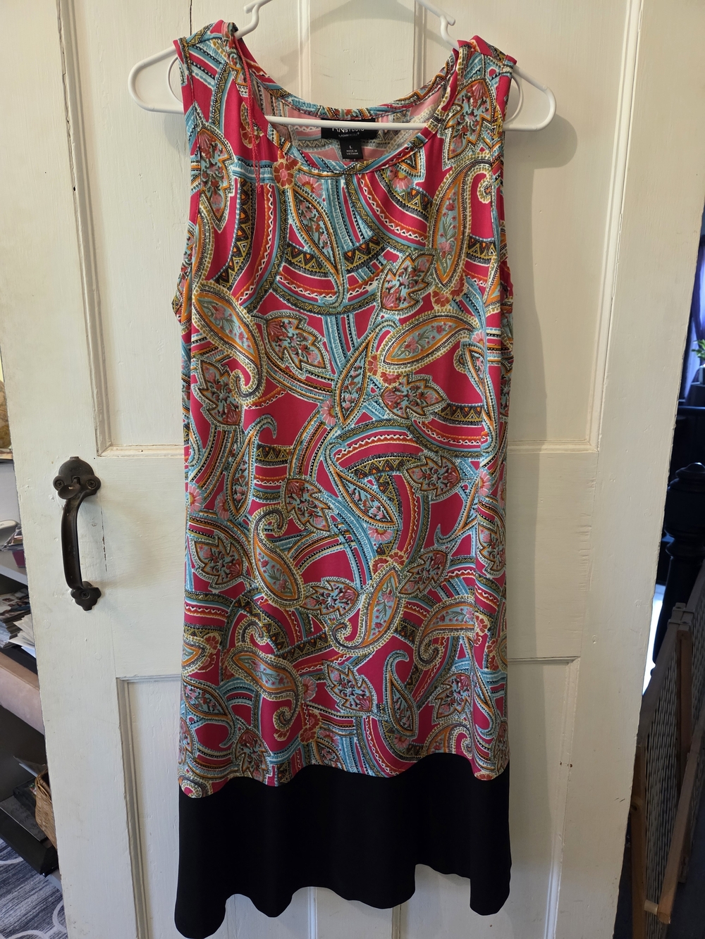 Studio Pink Paisley Midi Skirt with Black Hem